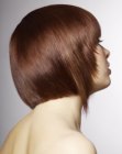 Bowl shape haircut with beveled edges and tapering