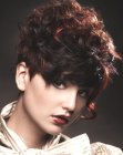 Short and curly hairstyle with contoured sides