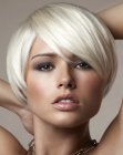 Bowl cut inspired hairstyle with soft edges and undercutting