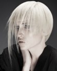 Short two-stage haircut for platinum blonde hair