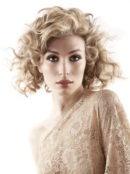 Medium-length layered haircut with curls