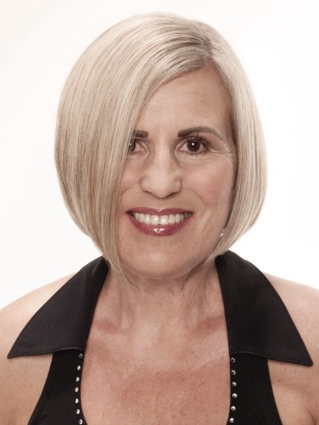 A-line bob for older women with silver hair