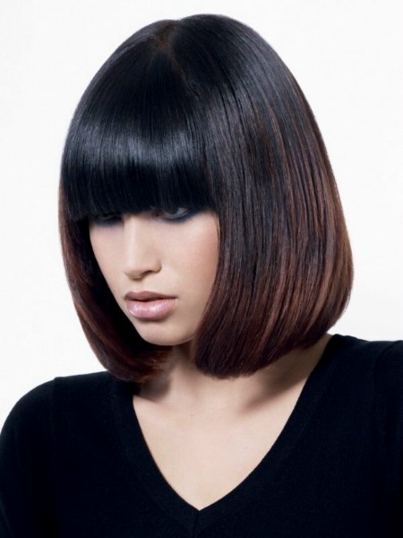 Almost shoulder long bob with inward styling