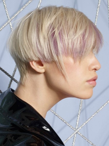 Short women's hair with a clipper cut graduated neck