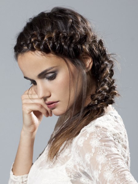 Peasant look hairstyle with braids