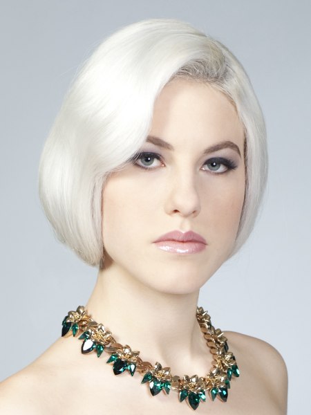 Chin length bob for platinum blonde hair