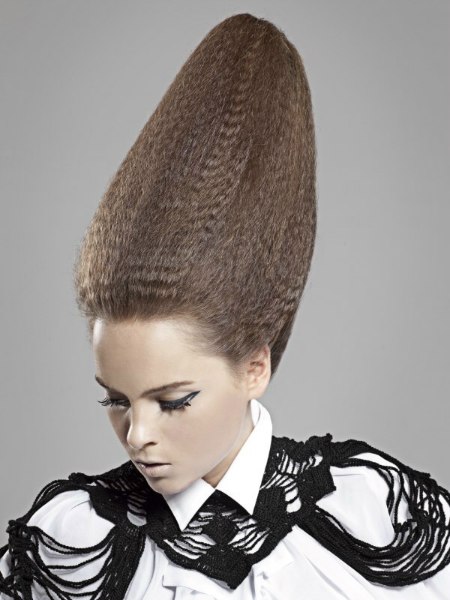 Hair in a cone shape updo