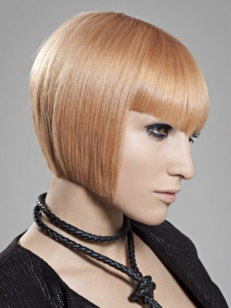 Sleek angled bob for blonde hair