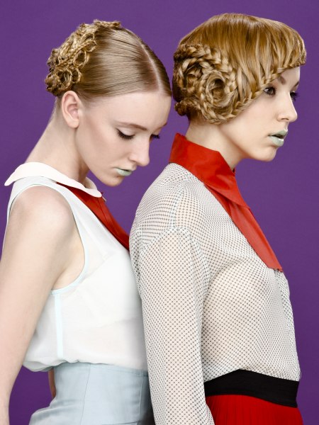 Updos with braided hair for a farm girl look