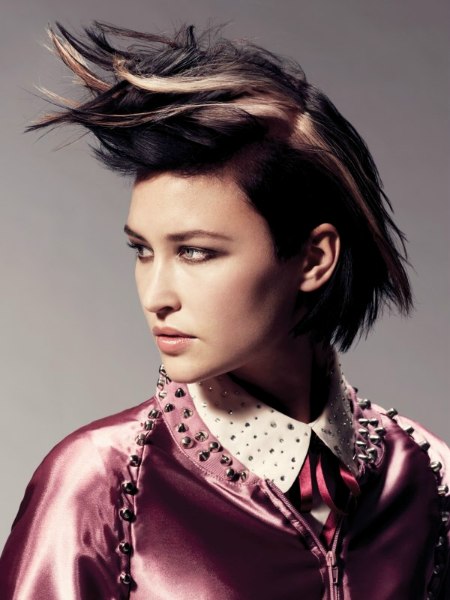Short hair with color streaks