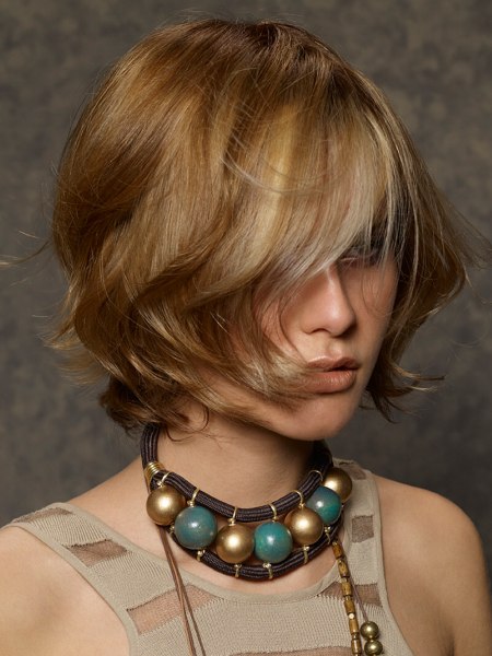 Short layered bob with curved edges