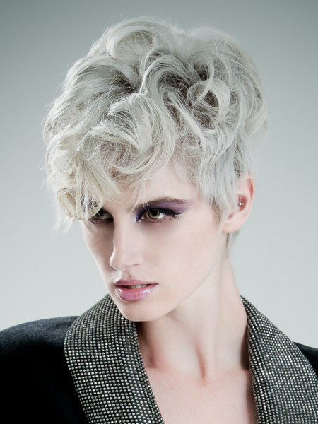 Short hairstyles with unusual comtemporary lines and high volume