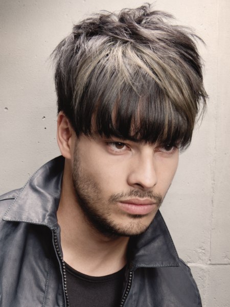 Bowl cut with dark and light hair colors for men