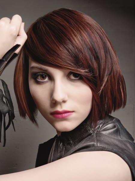Brown bob with blunt lines and sharp edges