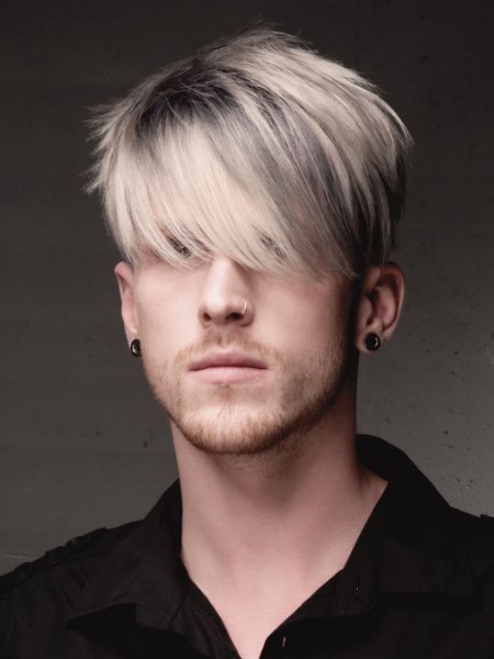 Blonde male hair with streaks