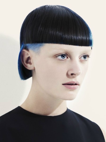 Clippered undercut hair colored blue