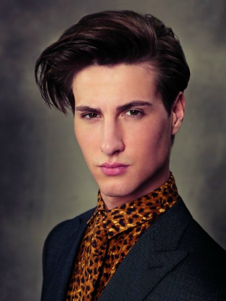 Men's fashion hairstyle with a long fringe