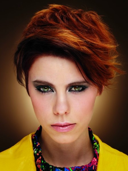 Short pixie cut hair with messy styling