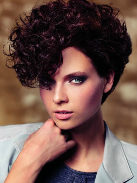Very short hairstyle with curls
