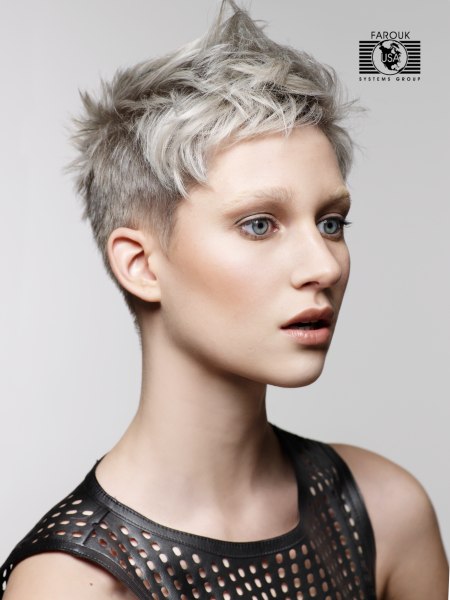 Pixie cut for silver-gray hair
