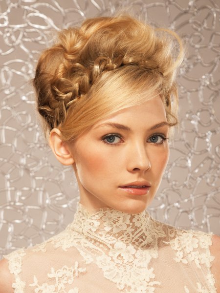 Festive upstyle with a braided hairband