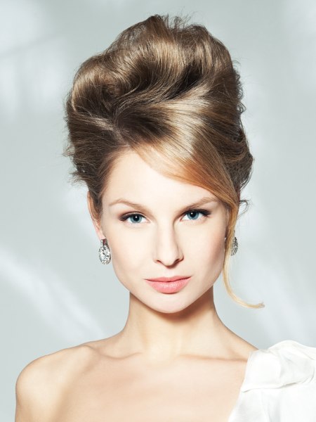 Updo with a billowing wavy structure