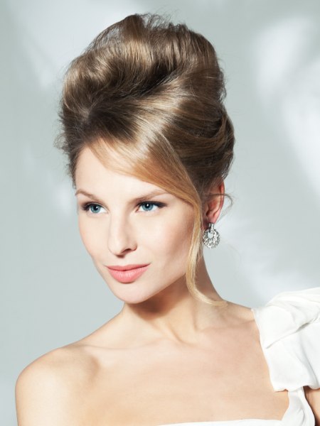 Not hard to style festive updo with faux bangs