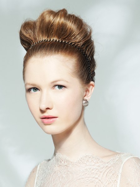 Updo with a tiara made out of hair