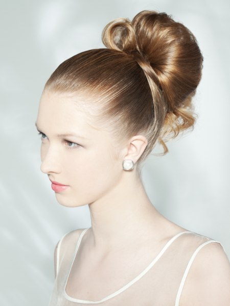Updo for long and smooth hair