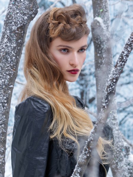 Hairstyle with a braided front