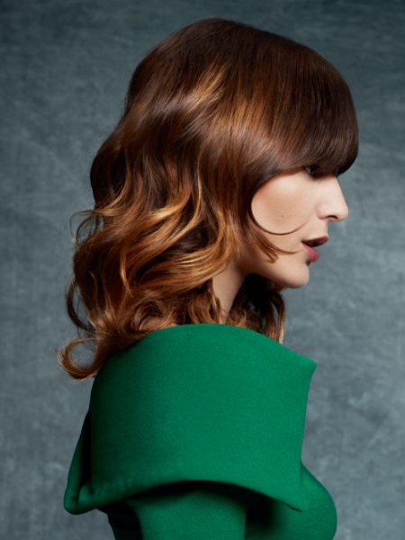 Long brown hair with finger-tousled curls