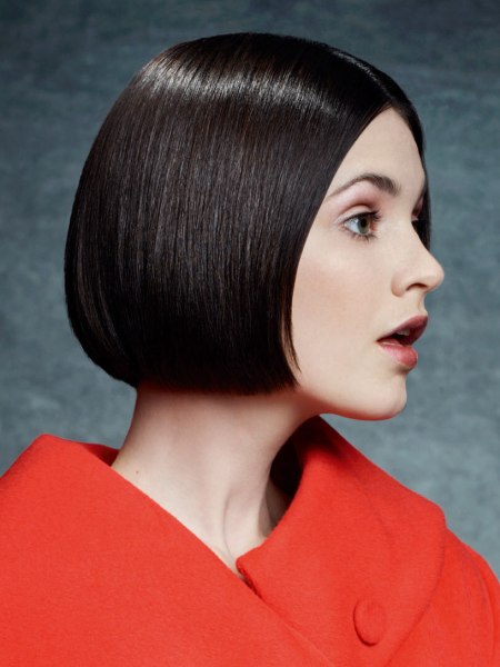 Sleek and shiny jaw line length bob