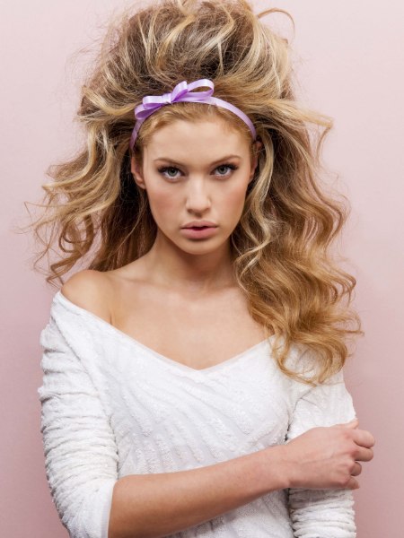 Girlish updo with a small headband