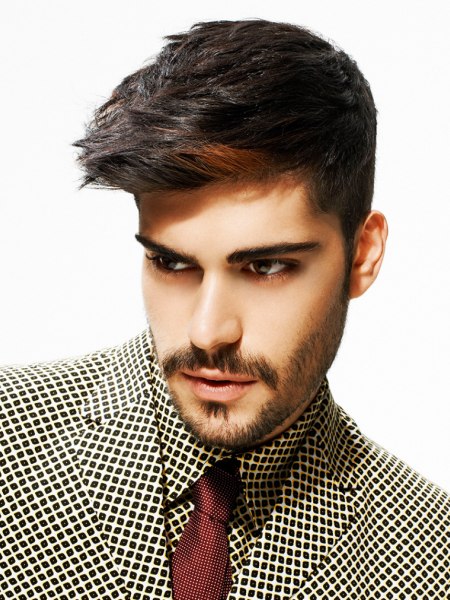 Modern haircut with a lifted fringe for men