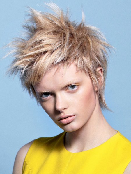 Pixie cut with longer strands before the ears