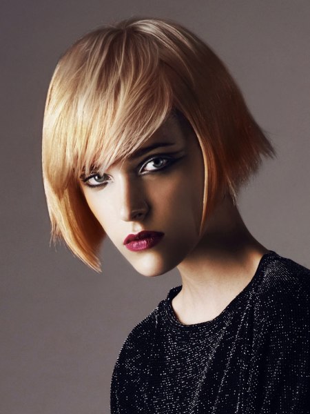 Chin length bob with curved sides