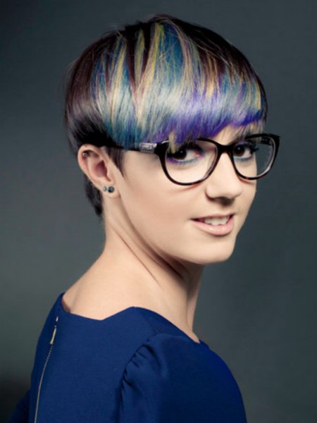 Hair with different colors and glasses