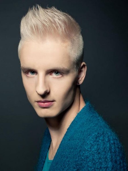 Close to the scalp platinum blonde hair for men