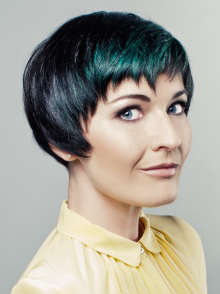 Short haircut with a jagged fringe
