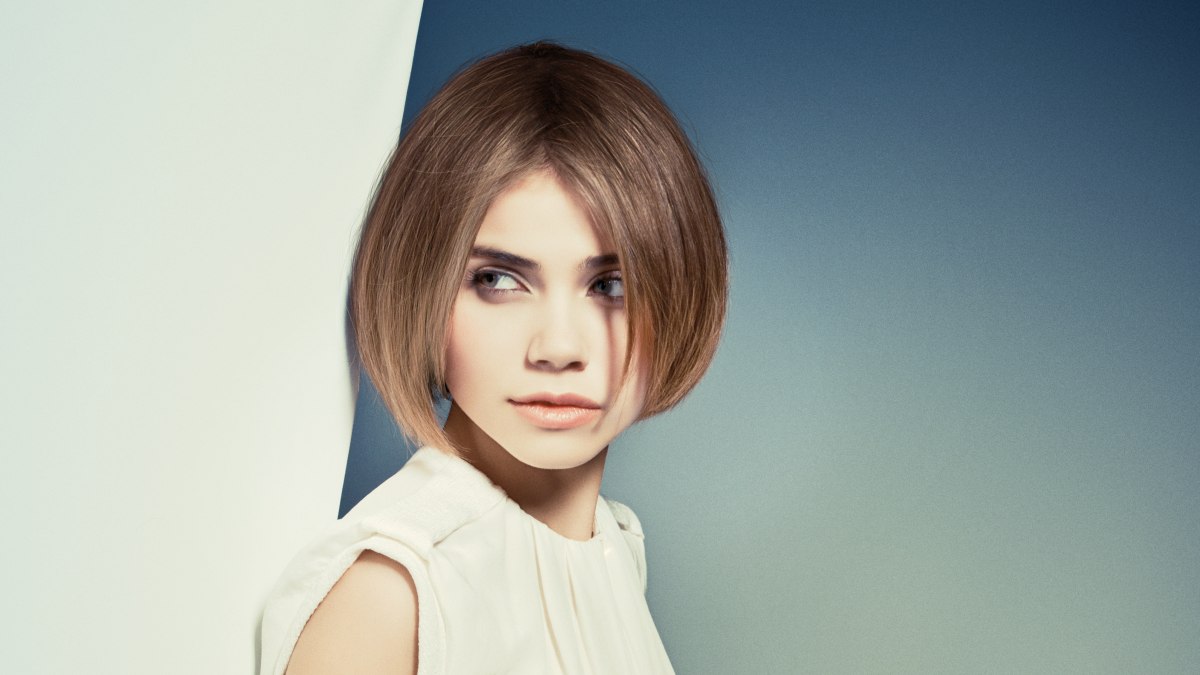 Light chin length bob with lift on the hair roots