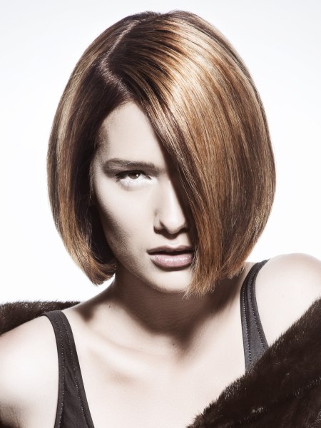 Bob cut with a deep side fringe