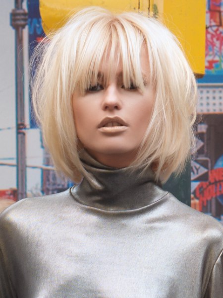Bob haircut, curved-in under the chin