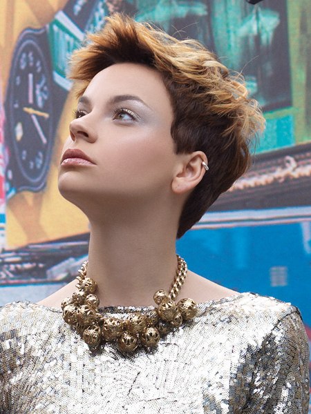 Pixie cut with clipped sides and back