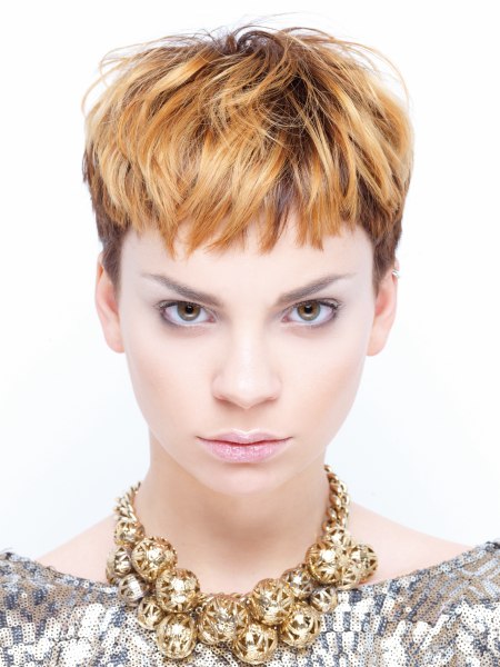 Pixiecut with very short clipped sides and neck
