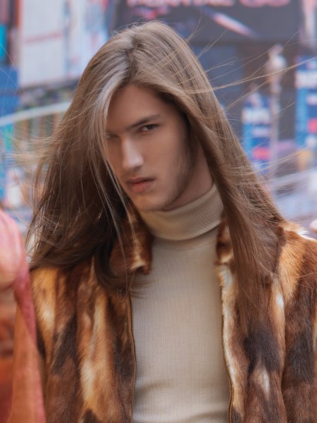 Mid-back hair for men
