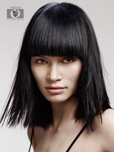 Shoulder-length bob cut for black hair