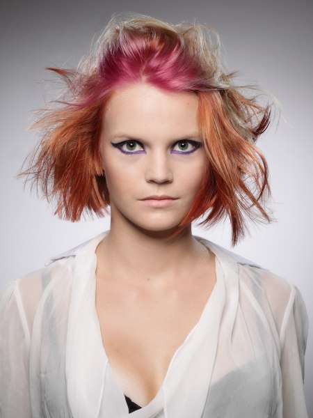 Wild styling for pink with fuchsia hair