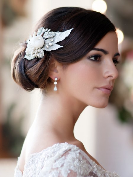 Wedding hairstyle with a hair flower
