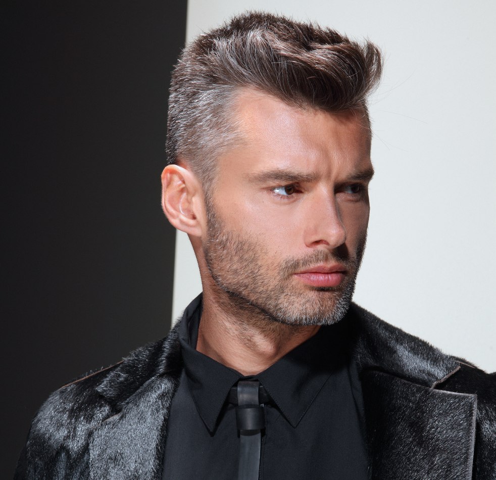 Practical Short Clipped Mens Hair With A Salt And Pepper Color