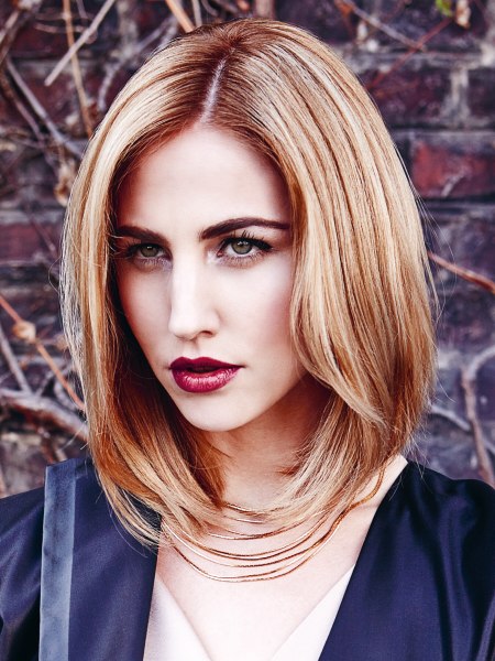 Long bob for blonde hair with darker roots